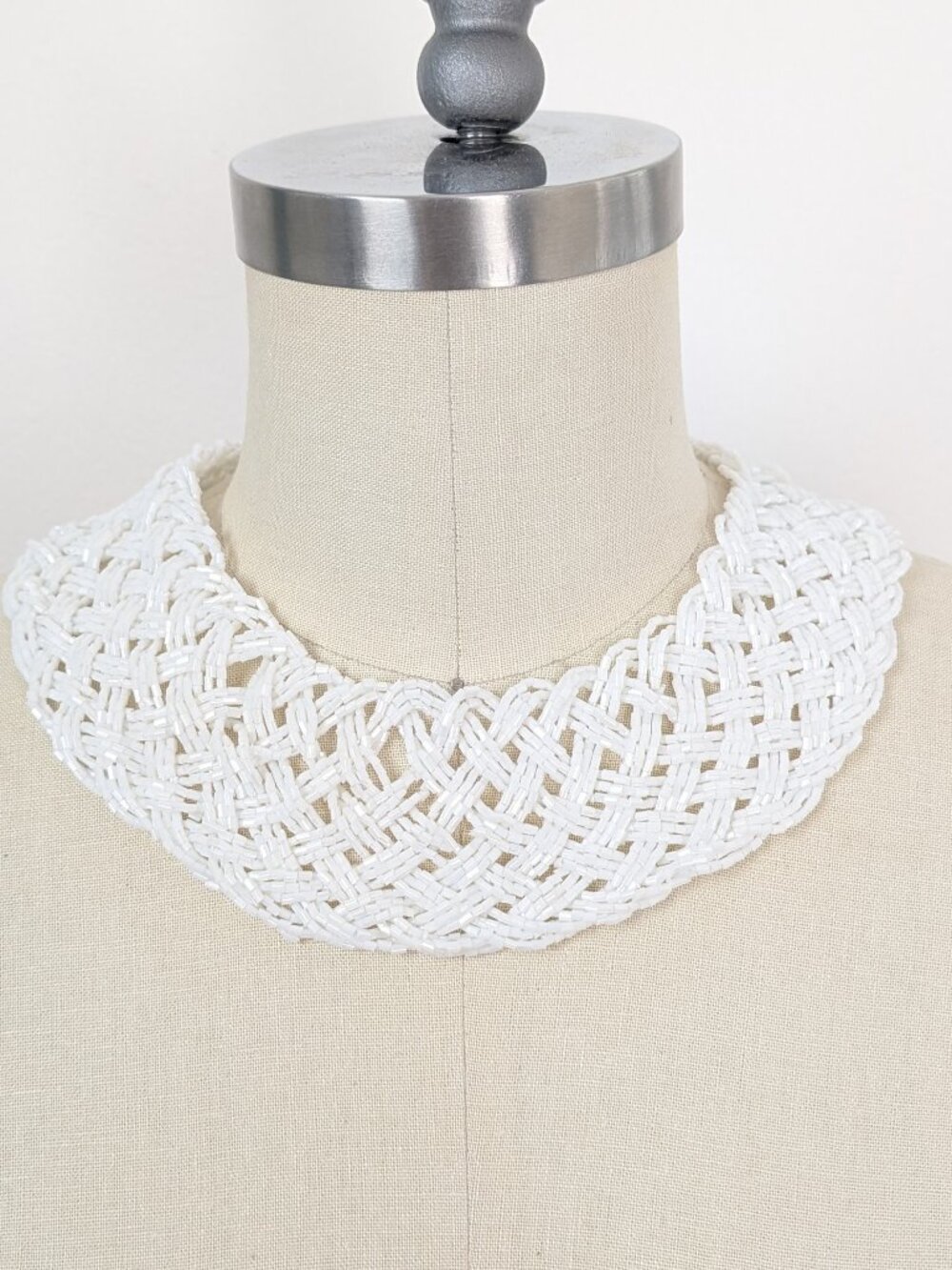 White Bib Necklace RBG Dissent Collar Beaded Chunky Choker